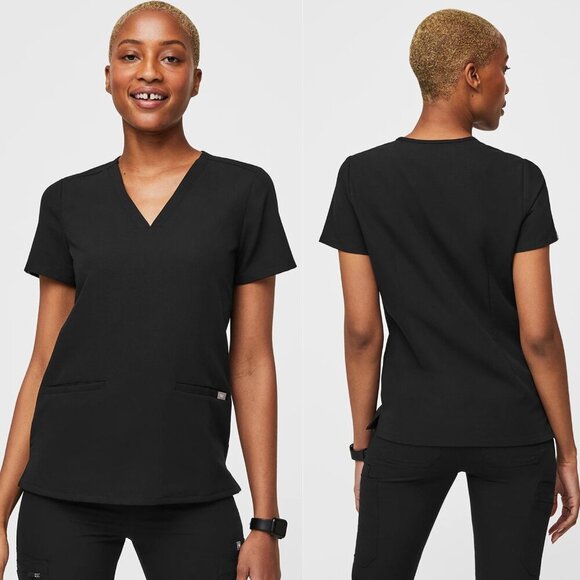 Figs Tops - Figs Black Casma Three-Pocket Medical Scrub Top - 47316